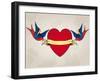 Tattoo Style Swallows with Heart, Old School-Mixov-Framed Art Print