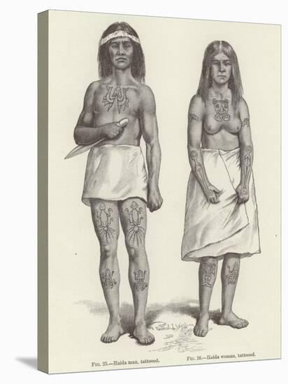 Tattooed Haida Woman and Man-null-Stretched Canvas