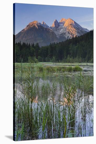 Taubensee (Lake), Hochkalter (Mountain), Berchtesgadener Land (District), Bavaria, Germany-Rainer Mirau-Stretched Canvas