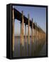 Taungthaman Lake, U Bein's Bridge, the Longest Teak Span Bridge in the World, Mandalay, Myanmar-Jane Sweeney-Framed Stretched Canvas