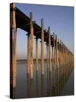 Taungthaman Lake, U Bein's Bridge, the Longest Teak Span Bridge in the World, Mandalay, Myanmar-Jane Sweeney-Stretched Canvas
