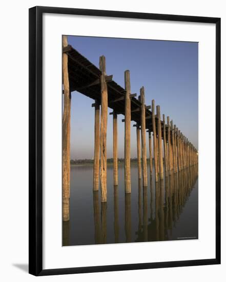 Taungthaman Lake, U Bein's Bridge, the Longest Teak Span Bridge in the World, Mandalay, Myanmar-Jane Sweeney-Framed Photographic Print