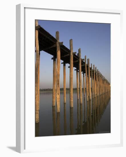 Taungthaman Lake, U Bein's Bridge, the Longest Teak Span Bridge in the World, Mandalay, Myanmar-Jane Sweeney-Framed Photographic Print