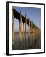 Taungthaman Lake, U Bein's Bridge, the Longest Teak Span Bridge in the World, Mandalay, Myanmar-Jane Sweeney-Framed Photographic Print