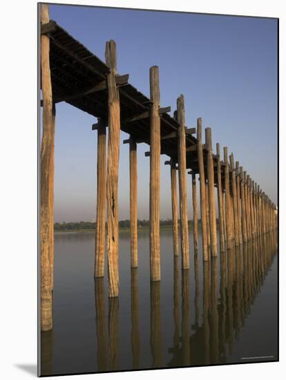 Taungthaman Lake, U Bein's Bridge, the Longest Teak Span Bridge in the World, Mandalay, Myanmar-Jane Sweeney-Mounted Photographic Print