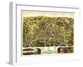 Taunton, Massachusetts - Panoramic Map-Lantern Press-Framed Art Print