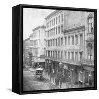 Tavern and Liquor Store Do Business on Sacramento Street-null-Framed Stretched Canvas