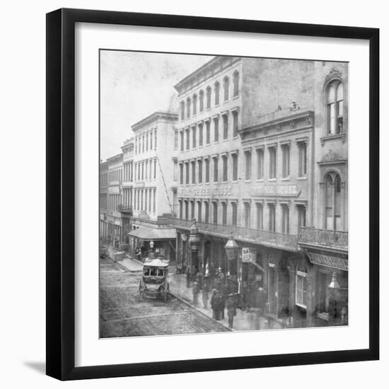 Tavern and Liquor Store Do Business on Sacramento Street-null-Framed Photographic Print