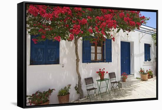 Tavern in Lefkes, Paros Island, Cyclades, Greece-Katja Kreder-Framed Stretched Canvas