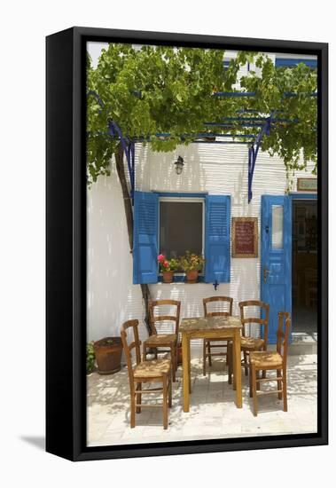 Tavern in Lefkes, Paros Island, Cyclades, Greece-Katja Kreder-Framed Stretched Canvas