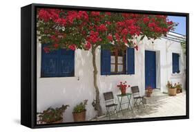 Tavern in Lefkes, Paros Island, Cyclades, Greece-Katja Kreder-Framed Stretched Canvas