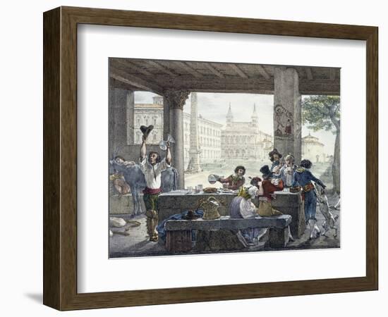 Tavern in Piazza San Giovanni in Laterano in Rome-Antoine-Jean-Baptiste Thomas-Framed Giclee Print