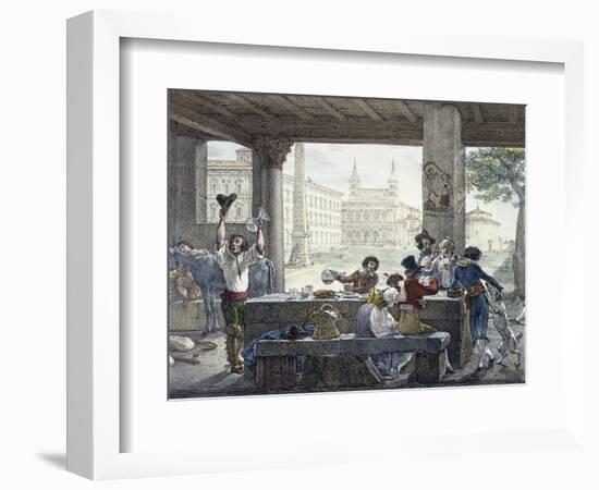 Tavern in Piazza San Giovanni in Laterano in Rome-Antoine-Jean-Baptiste Thomas-Framed Giclee Print