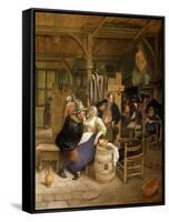 Tavern Interior with Card Players-Jan Havicksz. Steen-Framed Stretched Canvas