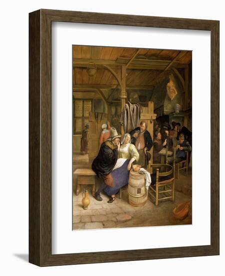 Tavern Interior with Card Players-Jan Havicksz. Steen-Framed Giclee Print