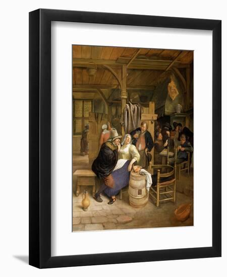 Tavern Interior with Card Players-Jan Havicksz. Steen-Framed Giclee Print