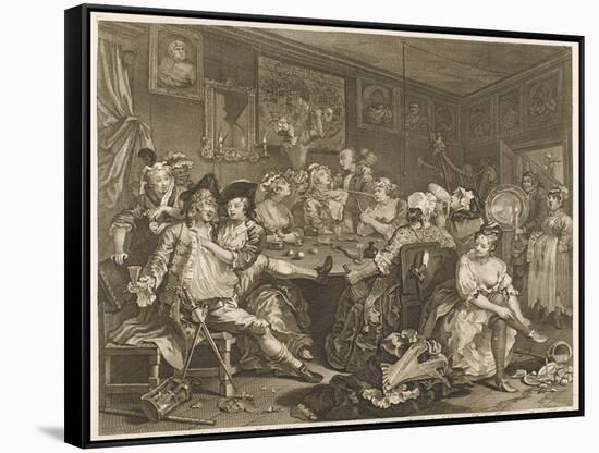 Tavern Scene Illustration to the Rakes Progress-William Hogarth-Framed Stretched Canvas