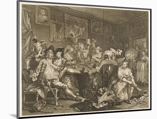 Tavern Scene Illustration to the Rakes Progress-William Hogarth-Mounted Art Print