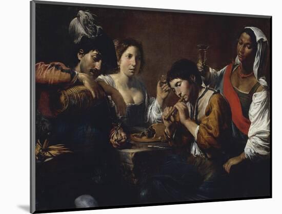 Tavern Showing Musicians and Drinkers, Circa 1625-Valentin de Boulogne-Mounted Giclee Print