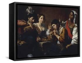 Tavern Showing Musicians and Drinkers, Circa 1625-Valentin de Boulogne-Framed Stretched Canvas