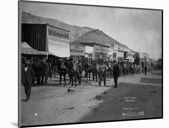 Taverns and Wagons in Western American Town-null-Mounted Photographic Print