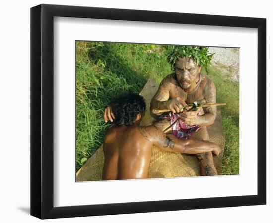 Tavita Manea, Tattooer, Moorea, Society Islands, French Polynesia, South Pacific Islands, Pacific-Sylvain Grandadam-Framed Photographic Print