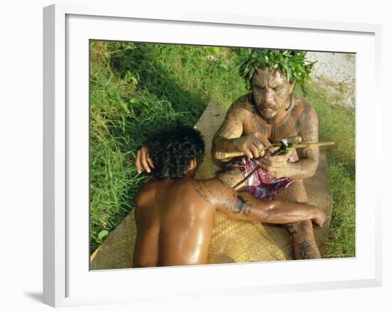 Tavita Manea, Tattooer, Moorea, Society Islands, French Polynesia, South Pacific Islands, Pacific-Sylvain Grandadam-Framed Photographic Print