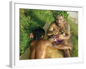 Tavita Manea, Tattooer, Moorea, Society Islands, French Polynesia, South Pacific Islands, Pacific-Sylvain Grandadam-Framed Photographic Print