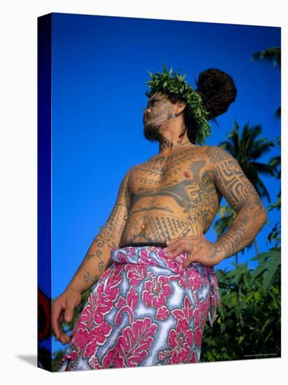 Tavita Manea, the Tattooed Tattoer, Moorea, Society Islands, French Polynesia-Sylvain Grandadam-Stretched Canvas