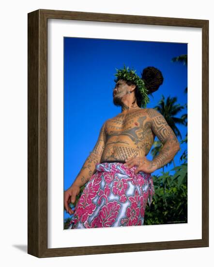 Tavita Manea, the Tattooed Tattoer, Moorea, Society Islands, French Polynesia-Sylvain Grandadam-Framed Photographic Print