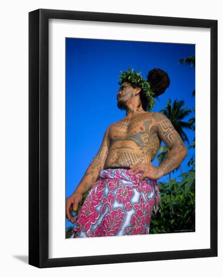 Tavita Manea, the Tattooed Tattoer, Moorea, Society Islands, French Polynesia-Sylvain Grandadam-Framed Photographic Print