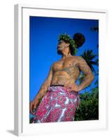 Tavita Manea, the Tattooed Tattoer, Moorea, Society Islands, French Polynesia-Sylvain Grandadam-Framed Photographic Print