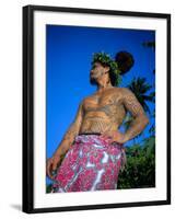 Tavita Manea, the Tattooed Tattoer, Moorea, Society Islands, French Polynesia-Sylvain Grandadam-Framed Photographic Print