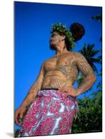 Tavita Manea, the Tattooed Tattoer, Moorea, Society Islands, French Polynesia-Sylvain Grandadam-Mounted Photographic Print