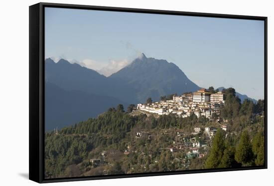 Tawang Buddhist Monastery, Himalayan Hills Beyond, Tawang, Arunachal Pradesh, India, Asia-Annie Owen-Framed Stretched Canvas