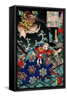 Tawara Tôda Hidesato and the Dragon Woman of Seta, from One Hundred Ghost Stories-Yoshitoshi Tsukioka-Framed Stretched Canvas