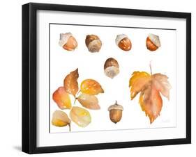 Tawny Autumn Leaves and Acorns-Lanie Loreth-Framed Art Print