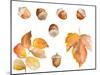 Tawny Autumn Leaves and Acorns-Lanie Loreth-Mounted Art Print