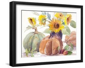 Tawny Sunflowers and Pumpkins-Lanie Loreth-Framed Art Print