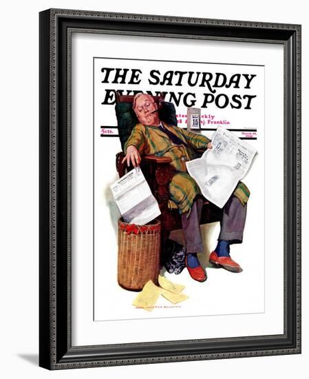 "Tax Deadline," Saturday Evening Post Cover, March 19, 1938-John Newton Howitt-Framed Giclee Print