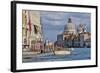 Taxi and Boat on Grand Canal with Palace Facades and Salute Church Domes-Guy Thouvenin-Framed Photographic Print