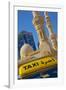 Taxi and Mosque, Abu Dhabi, United Arab Emirates, Middle East-Frank Fell-Framed Photographic Print
