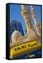 Taxi and Mosque, Abu Dhabi, United Arab Emirates, Middle East-Frank Fell-Framed Stretched Canvas