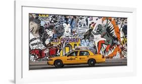 Taxi and mural painting in Soho, NYC-Michel Setboun-Framed Giclee Print