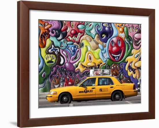 Taxi and mural painting in Soho, NYC-Michel Setboun-Framed Giclee Print