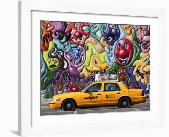 Taxi and mural painting in Soho, NYC-Michel Setboun-Framed Giclee Print