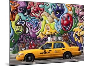 Taxi and mural painting in Soho, NYC-Michel Setboun-Mounted Giclee Print