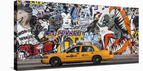 Taxi and mural painting in Soho, NYC-Michel Setboun-Stretched Canvas