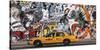 Taxi and mural painting in Soho, NYC-Michel Setboun-Stretched Canvas