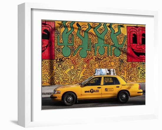 Taxi and mural painting, NYC-Michel Setboun-Framed Giclee Print